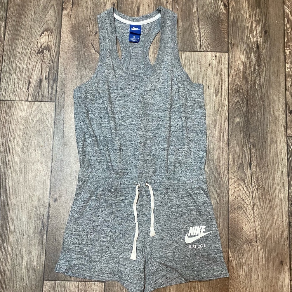 Nike Gray Racerback Romper Small Just Do It Athleisure Lounge One Piece - Picture 5 of 5